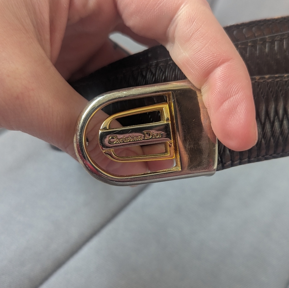 Dior Vintage Mens Belt- Vintage Brown With Removable Buckle